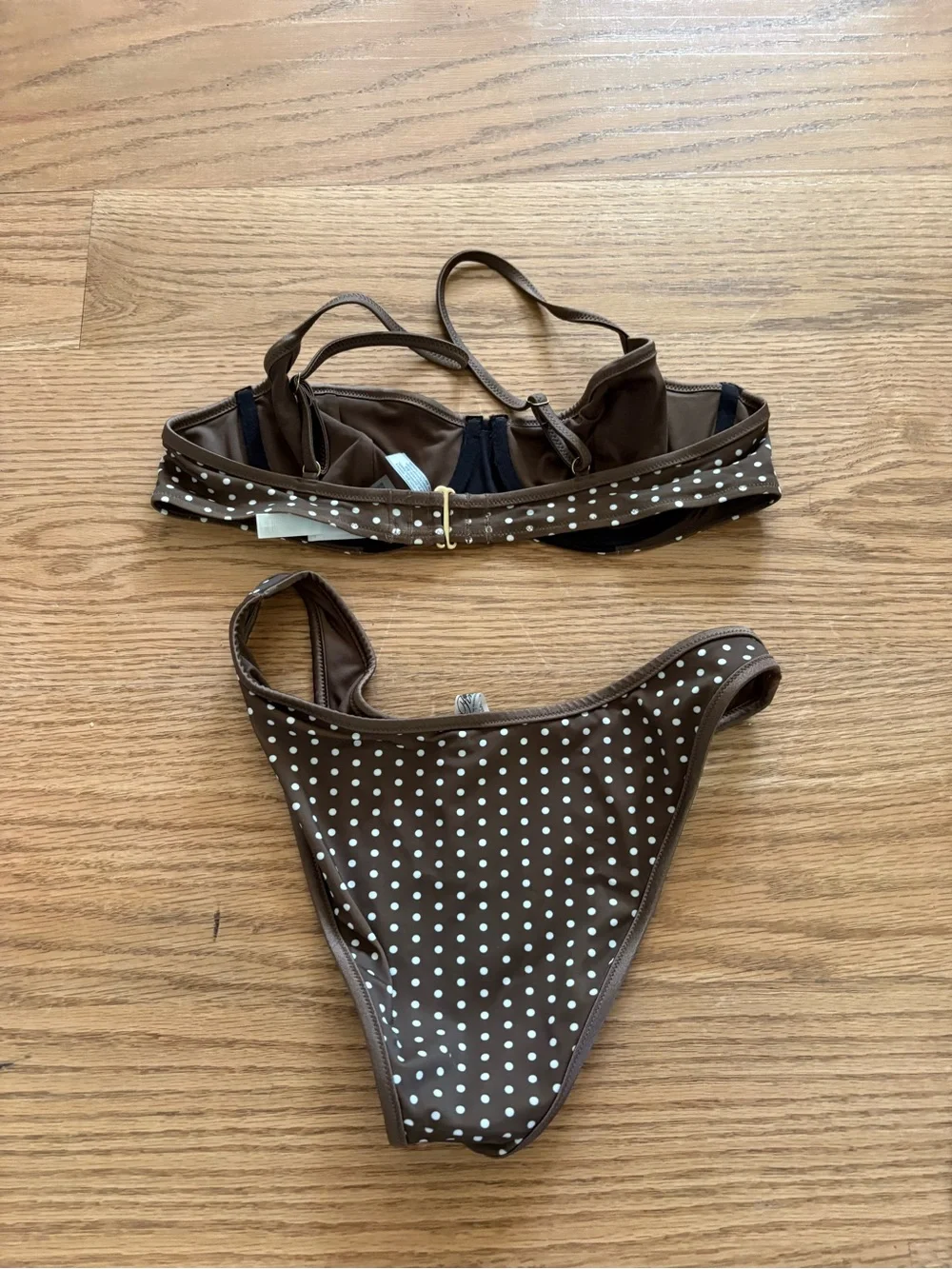 Frankie's Bikinis Brown with White Polka Dot Bikini Set